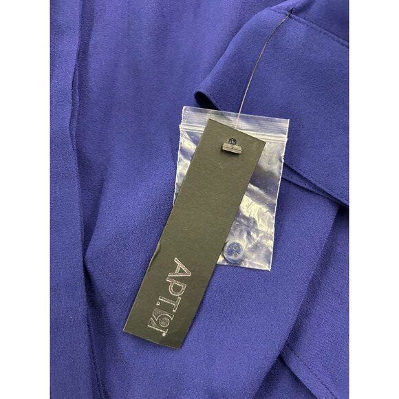 NWT Apt 9 Ladies Sz M Long Sleeve Hidden Button Up Blouse Blue VNeck Casual Work - Picture 8 of 10